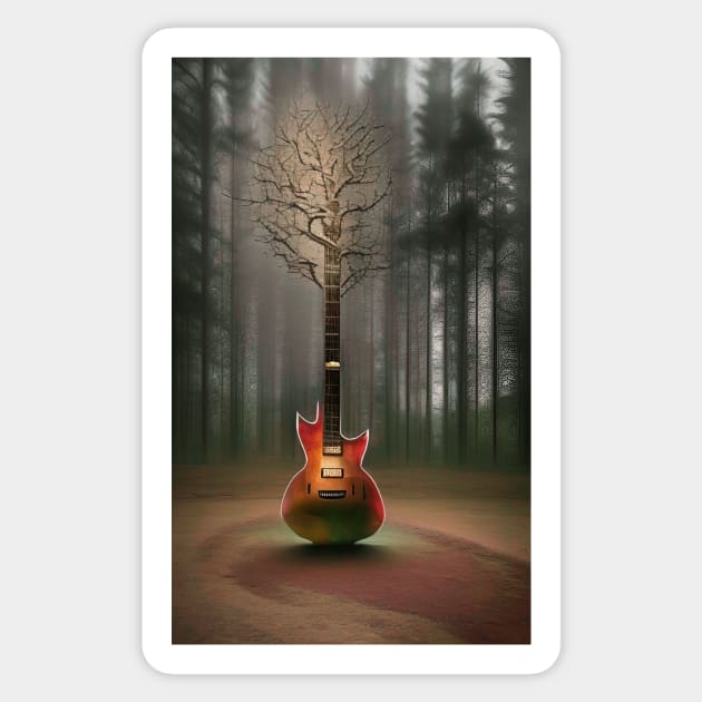 Acoustic Guitar Tree Of Life Guitar Player Nature Guitarist Sticker by ShopSunday